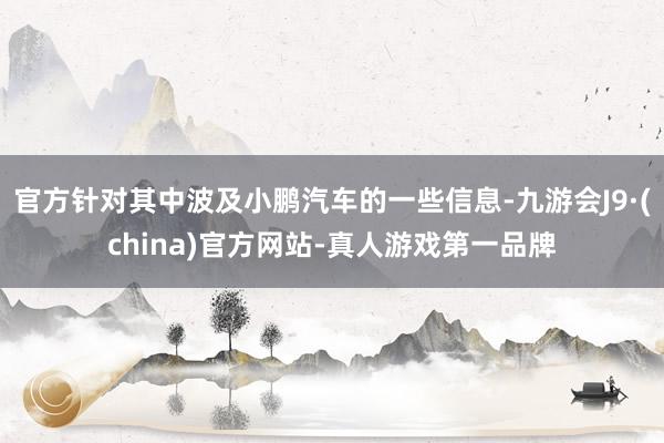 官方针对其中波及小鹏汽车的一些信息-九游会J9·(china)官方网站-真人游戏第一品牌